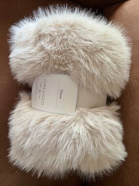 Threshold Studio McGee Faux Fur Throw Blanket in Beige